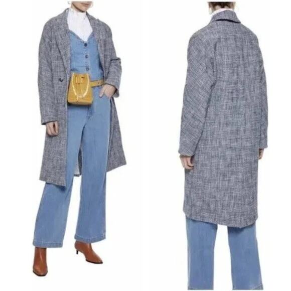 Veronica Beard Fiona Plaid Trench Dickey Blazer Coat Tweed Oversized Long sz XS - Picture 13 of 16